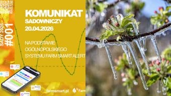 Zagrożenie przymrozkami na bazie mokrego termometru KOMUNIKAT Farm Smart Alert: 20.04.2026 